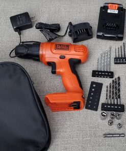 BLACK+DECKER 20V MAX* POWERCONNECT Cordless Drill Kit + 100 pc. Kit (BDC120VA100), Orange Drill Project Kit 32 81q 5EnwlpL