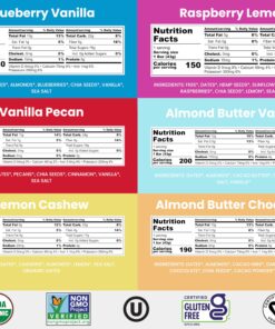 Bearded Brothers Organic Vegan Energy Bars - Gluten & Soy Free, Paleo, Whole 30 | Non GMO, Low Glycemic, High Protein, Fiber | 12pk Six Flavor Variety Variety Case 12 Count (Pack of 1) 12 81q2LuV7KHL