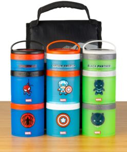 Whiskware Marvel Stackable Snack Containers for Kids and Toddlers, 3 Stackable Snack Cups for School or Travel, Spider-Man Character 12 81q4Y dMIL