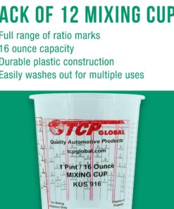 Custom Shop - Pack of 12 Each - 16 Ounce Paint Mixing Cups - 1 Pint - Cups Have calibrated Mixing ratios on Side of Cup Cups - Pack of 12 12 81q4botCNPL