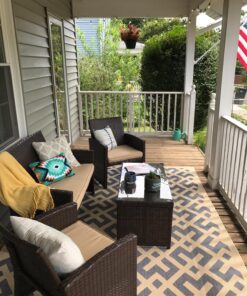 Best Choice Products 4-Piece Outdoor Wicker Patio Conversation Furniture Set for Backyard, Deck, Poolside w/Coffee Table, Seat Cushions - Brown Wicker/Beige Cushions Brown/Beige 44 81q4mBVcmuL