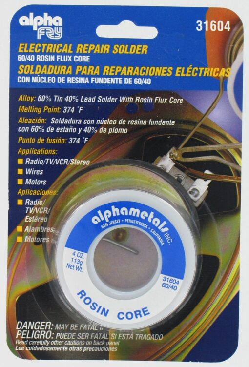 Alpha Fry AT-31604 60-40 Rosin Core Solder (4 Ounces)