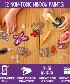 Made By Me Create Your Own Window Art, Paint Your Own DIY Suncatchers, Fun Staycation Activity or Birthday Party Idea, Arts and Craft Kits for Kids Ages 6, 7, 8, 9 30 81q50NGRHL