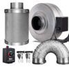 iPower GLFANXINL4FILT4MD8CTR 4 Inch 190 CFM Inline Fan Carbon Filter 8 Feet Ducting Combo with Variable Speed Controller and Rope Hanger for Grow Tent Ventilation, 4" Fan & Filter, Grey 4" Fan & Filter & Ducting 48 81q5rk1lspL 1
