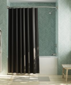 Maytex Water-Repellent Fabric Shower Curtain Liner with Weighted Hem, Soft Microfiber, Quick Drying and Washable Shower Liner, 70" x 72", Black 16 81q7ebI4lGL