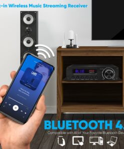 Pyle - PFA560BT - Wireless Bluetooth Home Audio Amplifier - 100W 5.1 Channel Home Theater Power Stereo Receiver, Surround Sound w/HDMI, AUX, FM Antenna, Subwoofer Speaker Input, 12V Adapter, Black Upgraded model 10 81q9czeFaL