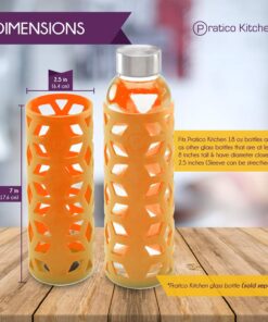 Pratico Kitchen Glass Bottle Silicone Sleeves for Epica, Aquasana, Estilo and Similar Style Bottles, 2 Pack, Orange 2 Pack - Orange 10 81qBaDbs5 L