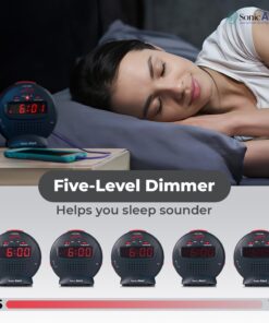 Sonic Alert Small Digital Alarm Clock with Battery Backup, Snooze, Full Range Brightness Dimmer, Outlet Powered Compact Clock for Bedrooms, Desk, Bedside, Simple to Operate (Black) Polished 17 81qDiUjvDdL
