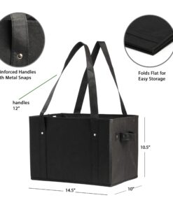 Alternative view of Earthwise Deluxe Collapsible Reusable Shopping Box Grocery Bag Set with Reinforced Bottom Storage Boxes Bins Cubes (Set of 3) (Black) Black