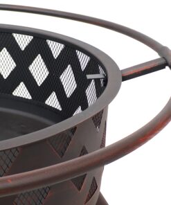 Sunnydaze Bronze Crossweave Wood-Burning Fire Pit - Includes Spark Screen, Fireplace Poker, and Round Cover - 36-Inch 36 in 24 81qHIeWaygS