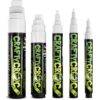 White Liquid Chalk Markers for Blackboard - Also Perfect Glass Window Markers for Cars, Shops or Home or Dry Erase Boards - Five Chalk Marker Pen Set, Fine & Jumbo Size Pens 1mm, 3mm, 6mm, 10mm, 15mm 5 Pack White Multi-size (1mm to 15mm) 2 81qIEYgSFeL