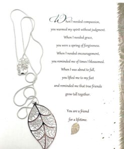 Smiling Wisdom - Friendship - A Reason Season Lifetime Friend Greeting Card and Leaf Necklace - Growing Together - Women BFF Green Card - Silver Leaf Large 5x7 in 16 81qIXx8B7L