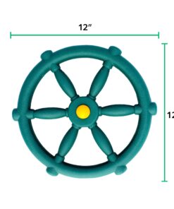Jungle Gym Kingdom Playground Accessories - Pirate Ship Wheel for Kids Outdoor Playhouse, Treehouse, Backyard Playset Or Swingset - Wooden Attachments Parts (Green) Green Wheel 26 81qJ1xEb5vS