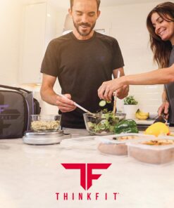 ThinkFit Insulated Meal Prep Lunch Box with 6 Food Portion Control Containers - BPA-Free, Reusable, Microwavable, Freezer Safe - With Shaker Cup, Pill Organizer, Shoulder Strap & Storage Pocket (Blue) Blue 45 81qJDTyI84L