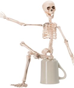 Prextex Skeleton Halloween & Day of The Dead Decoration for Home and Office - 19 Inch Posable Plastic Small Skeleton Toy Halloween Décor with Movable / Bendable Joints and 2 Sets of Body Accessories 19 inches 21 81qJt4 8TuL