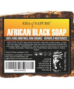 era of nature Best Raw ORGANIC AFRICAN BLACK SOAP, for Dry Skin and Skin Conditions. Pure & Natural Ingredients, Imported From Ghana - 1lb (16oz) 31 81qPNN1tefL