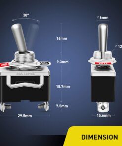 Alternative view of Nilight 90012E Heavy Duty Rocker Toggle 15A 250V 20A 125V SPST 2Pin ON/Off Switch Metal Bat Waterproof Boot Cap Cover-5 Pack, 2 Years Warranty 2Pin Toggle Switch-5Pack