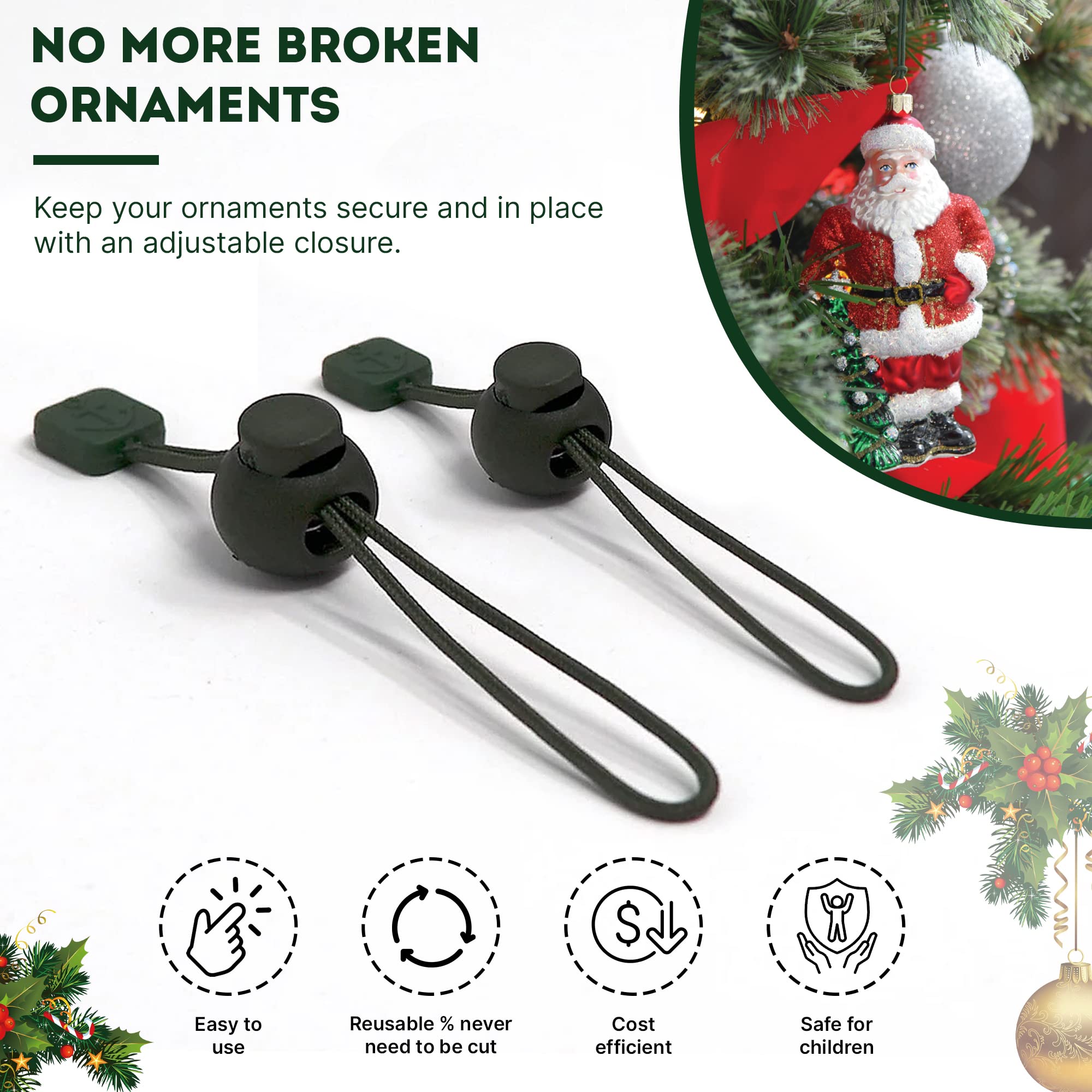 ORNAMENT ANCHOR Ornament Hooks for Hanging Christmas Decorations - No-Slip Hanging Hooks for Xmas - Heavy Duty Christmas Tree Ornaments Hanger Hooks for Small & Large Ornaments (Green, 24 Count) Green 2 ORNAMENT ANCHOR Ornament Hooks for Hanging Christmas Decorations - No-Slip Hanging Hooks for Xmas - Heavy Duty Christmas Tree Ornaments Hanger Hooks for Small & Large Ornaments (Green, 24 Count) Green - Image 2