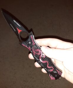 TAC Force TF-707 Series Assisted Opening Folding Knife, Black Half-Serrated Blade, Dragon Handle, 4-1/2-Inch Closed Red 27 81qSGqHnEsL