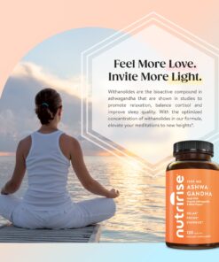 NutriRise Organic Ashwagandha Root Capsules with Black Pepper, 1300mg, Natural Stress & Mood, Thyroid, and Immune Support Supplement, Nootropic for Focus & Energy, Gluten Free, 120 Count 26 81qU9HUs3L 2