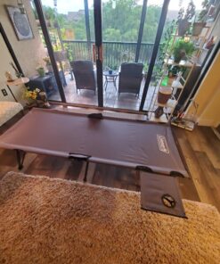 Coleman Pack-Away Camping Cot with Removable Side Table, Extra Wide Cot Fits Adults up to 6ft 6in or 300lbs, Carry Bag Included Grey 35 81qVotI z3L