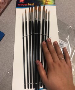 9pcs Round Pointed Tip Pony Hair Artists Filbert Paintbrushes, Marrywindix Watercolor Paint Brush Set Acrylic Oil Painting Brush Black 37 81qWR5rnfjL