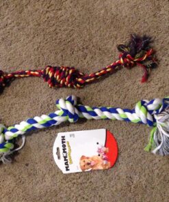 Mammoth Flossy Chews Color Rope Tug – Premium Cotton-Poly Tug Toy for Dogs – Interactive Dog Rope Toy – Tug Dog Chew Toy Large 25" 3 Knot 28 81qXPMtuovL
