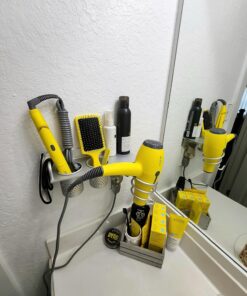 Cavoli Hair Blow Dryer Holder Wall Mounted,Space Aluminum, Nail free glue/Drilling screw, Bathroom Hanging Rack Organizer with 2 Cups double-cup 35 81qXl5fOpJL