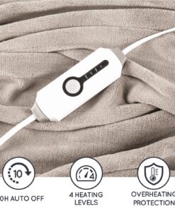 Electric Heated Blanket 72"x84" Full Size with 4 Heating Levels and 10 Hours Auto-Off Large Oversized Heating Blanket with Soft Plush Fabric for Bedding - Beige Full(72"x84") 25 81qYGCS3isL