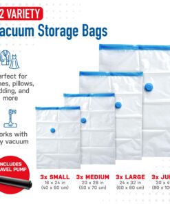 Spacesaver Variety 12pk - Space Saver Vacuum Storage Bags Save 80% Clothes Storage Space - Vacuum Seal Bags for Clothing, Comforters, Bedding - Compression Seal for Closet Storage - Pump for Travel 12 Pack 34 81qaDMmuwKL
