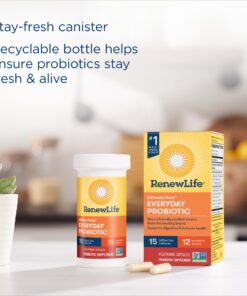 Renew Life Everyday Probiotic Capsules, Daily Supplement Supports Urinary, Digestive and Immune Health, L. Rhamnosus GG, Dairy, Soy and gluten-free, 15 Billion CFU, 30 Count 30 Count (Pack of 1) 24 81qb10K8onL
