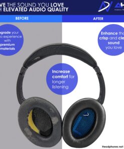 AHG Replacement QC15 Ear Pads & QC15 Headband Pad Compatible with Bose QuietComfort 15 (QC15) & QuietComfort 2 (QC2) Headphones - Soft, Great Comfort + Durability, Protein Leather (Black) 27 81qdT3B1P6L