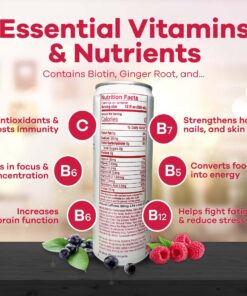 Aspire Healthy Energy Drink with Natural Caffeine - No Calories, Sugar and Carbs | Vitamins B, C, & Biotin | No Preservatives, Gluten Free | Suitable for Vegan, Kosher, Keto-Friendly |12 oz can, Raspberry Acai, 12 Fl Oz (Pack of 12) 12 Pack (12 Fl Oz) 19 81qf13UZ29L