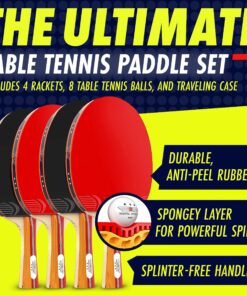 NIBIRU SPORT Ping Pong Paddle Sets - Professional Table Tennis Paddles, Balls, Storage Case - Table Tennis Rackets & Game Accessories 4 Paddle Set 29 81qfkCt1LZL