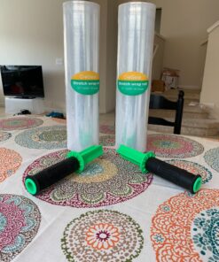 Stretch Film/Wrap with Handles, CreGear 15 Inch x 1000 Feet Shrink Wrap 2 Pack, Industrial Strength Plastic Wrap Roll, Heavy Duty Shrink Film Rolls for Moving Packing Storage Pallet, 60 Gauge, Clear Clear-15*1000*60-2pack 48 81qgWCZVPPL