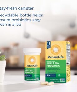 Renew Life Probiotic Adult 50 Plus Probiotic Capsules, Daily Supplement Supports Urinary, Digestive and Immune Health, L. Rhamnosus GG, Dairy, Soy and gluten-free, 30 Billion CFU, 30 Count 30 Count (Pack of 1) 15 81qi34dpwqL