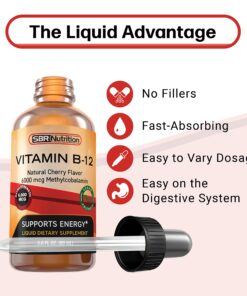 Extra Strength 6000mcg Vitamin B12 Sublingual Liquid Drops - Methylcobalamin, VIT B 12 Supports Energy, Max Absorption, 60 Servings, Non-GMO, Vegan Friendly, Manufactured in The USA Natural Cherry - 6000mcg 15 81qiixBr15L