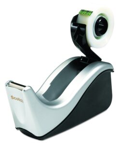 Scotch Desktop Tape Dispenser, Silvertech Two-Tone (C60-ST) 1 Count (Pack of 1) 34 81qlQichGFL