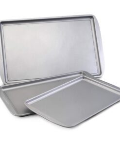 Farberware Bakeware Nonstick Cookie Baking Sheets, 3-Piece Set, Gray 25 81qlfoDHTCL
