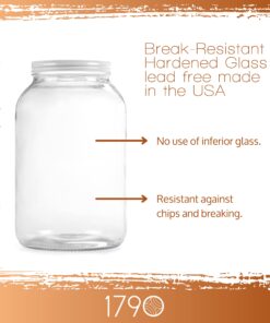 1790 Large Glass Jars with Lid - Wide Mouth 1 Gallon Glass Jar with Lid - Glass Gallon Jar for Kombucha & Sun Tea - Gallon Mason Jars are Large Glass Jars with Lids 1 Gallon for Food Storage - 2 Pack 28 81qmYWwmX3L