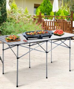 Alternative view of Giantex Folding Camping Table, Portable Picnic Table, Aluminium Patio Table, Roll Up Tabletop with Carrying Bag, Outdoor Compact Table for Hiking, BBQ, Party, 55" Lx28 Wx28 H 55"LX28"WX28"H with Rolled Up Tabletop