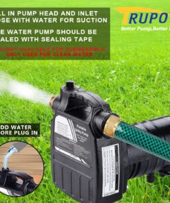 Trupow 1/2HP 1450GPH 115-Volt Cast Iron Portable Electric Power Utility Transfer Water Pump with Suction Strainer and Kits Black 115V AC Cast Iron 14 81qp202K3UL