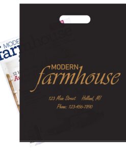 Alternative view of 100 Black Frosted Merchandise Bag, 12"x15" with Die Cut Handle, No Gusset, 2.0 Mil. Custom Printed Black 12"x15"