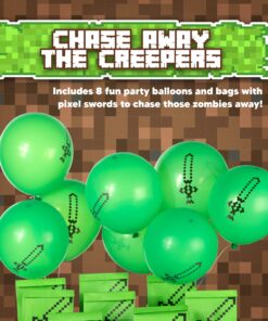 Party Ninja Pixel Miner Birthday Party Favors - 41pcs - Party Supplies for Boys & Girls - Party Favor Bags - Party Balloons, Party Decor + 1 PAIR of Pixel Sunglasses (Party Favors for 8 Guests) Party Favors for 8 Guests 16 81qrbZLULL