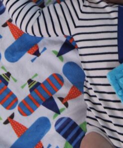 Unisex Baby Reversible Minky Dot Stroller Blanket (Choose Color) (Airplane/Turquoise) Airplane / Turquoise 16 81qsRsPASCL