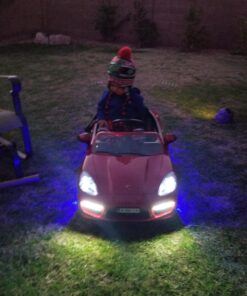 Roadster Ride On Kids Car w/Remote Control for Kids | 12V Power Battery Licensed Kid Car to Drive with 3 Speeds, LED Lights, Dining Table, Leather Seat 29 81qsV14qUL