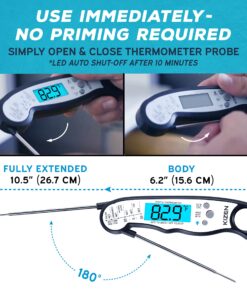 KIZEN Digital Meat Thermometer with Probe - Instant Read Food Thermometer for Cooking, Grilling, BBQ, Baking, Liquids, Candy, Deep Frying, and More - Black/White 31 81qsjD NO7L