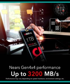 Addlink S70 Lite 1TB Ultra Durability Gaming SSD Maximum Speed 3200 MB/s Internal Solid State Hard Drive - M.2 2280 PCIe 3.0 NVMe Gen3X4 3D NAND SSD (ad1TBS70M2P) Gaming Gen3 22 81qv5HiLLL