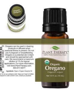 Plant Therapy Organic Oregano Essential Oil 100% Pure, USDA Certified Organic, Undiluted, Natural Aromatherapy, Therapeutic Grade 10 mL (1/3 oz) 0.34 Fl Oz (Pack of 1) 15 81qvB2jXubL