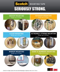 Scotch Mounting, Fastening & Surface Protection Permanent Clear Mounting Tape, holds up to 2 pounds, 1" x 60", 1 Roll, Model:4010 1"x60" 25 81qvc28OgnL 1